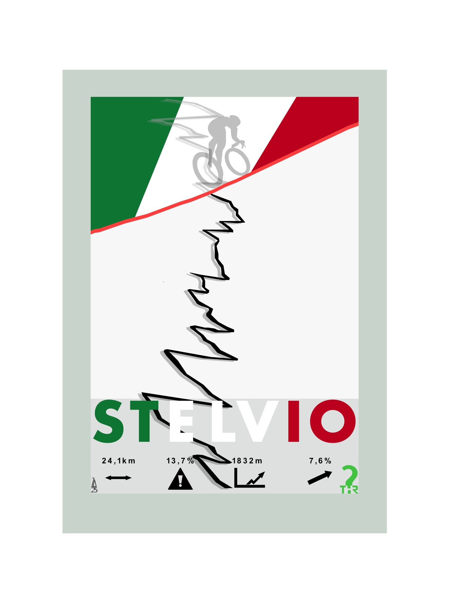 Passo dello Stelvio Plakat rowerowy WHYTHERE? 30 cm x 40 cm