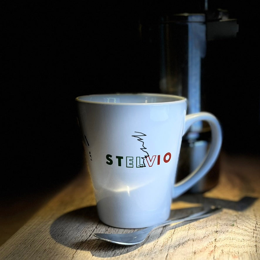 Kubek ( Latte) kolarza Passo dello Stelvio idealny prezent dla kolarza