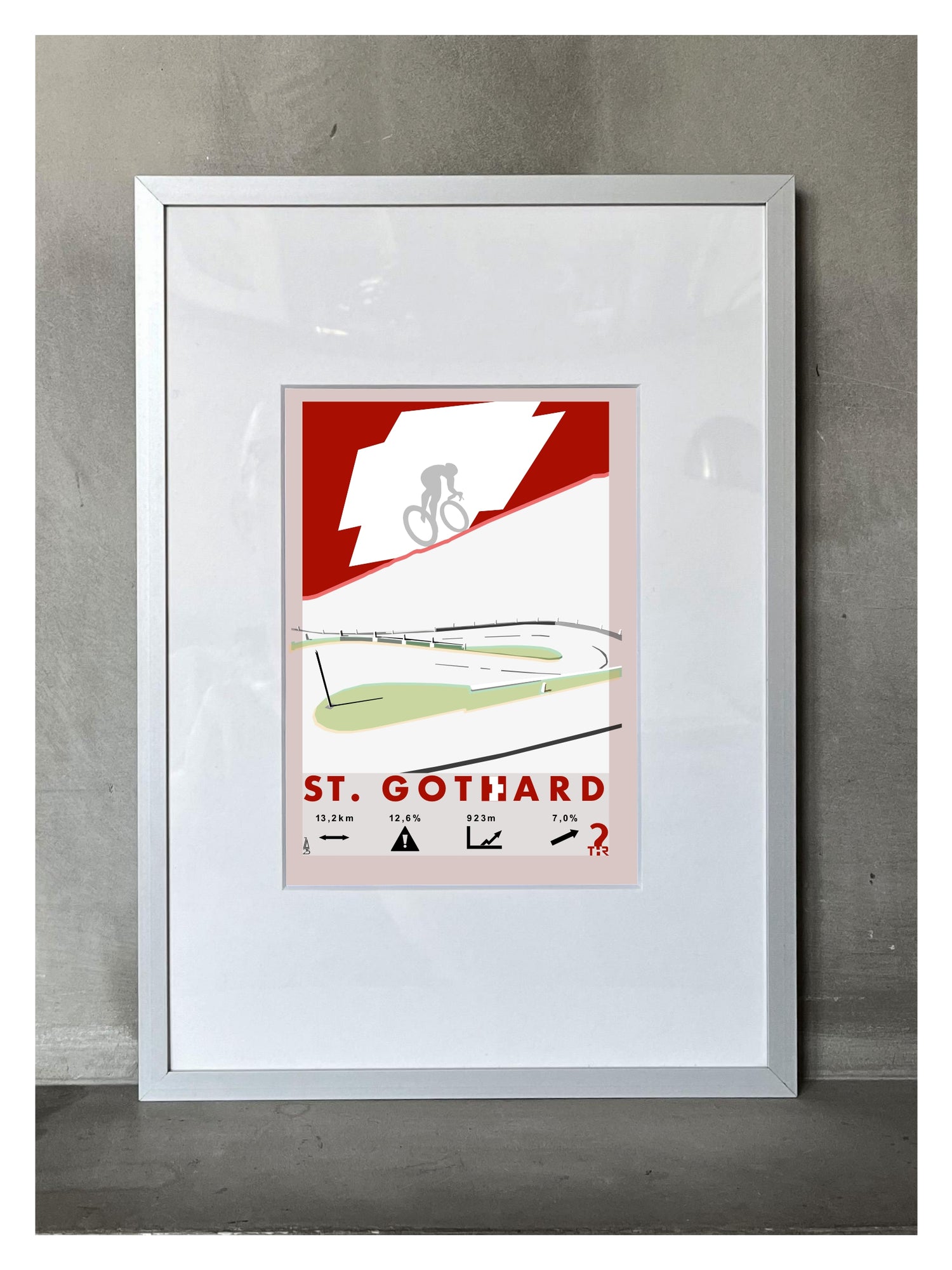St. Gothard Pass Plakat rowerowy WHYTHERE? 21cm x 30cm