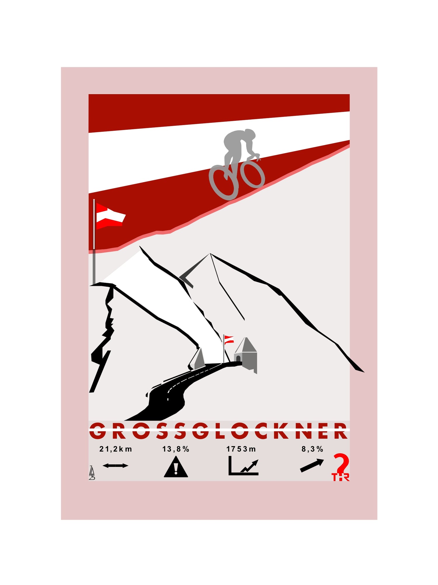 Grossglockner Plakat rowerowy WHYTHERE? 30cm x 40cm