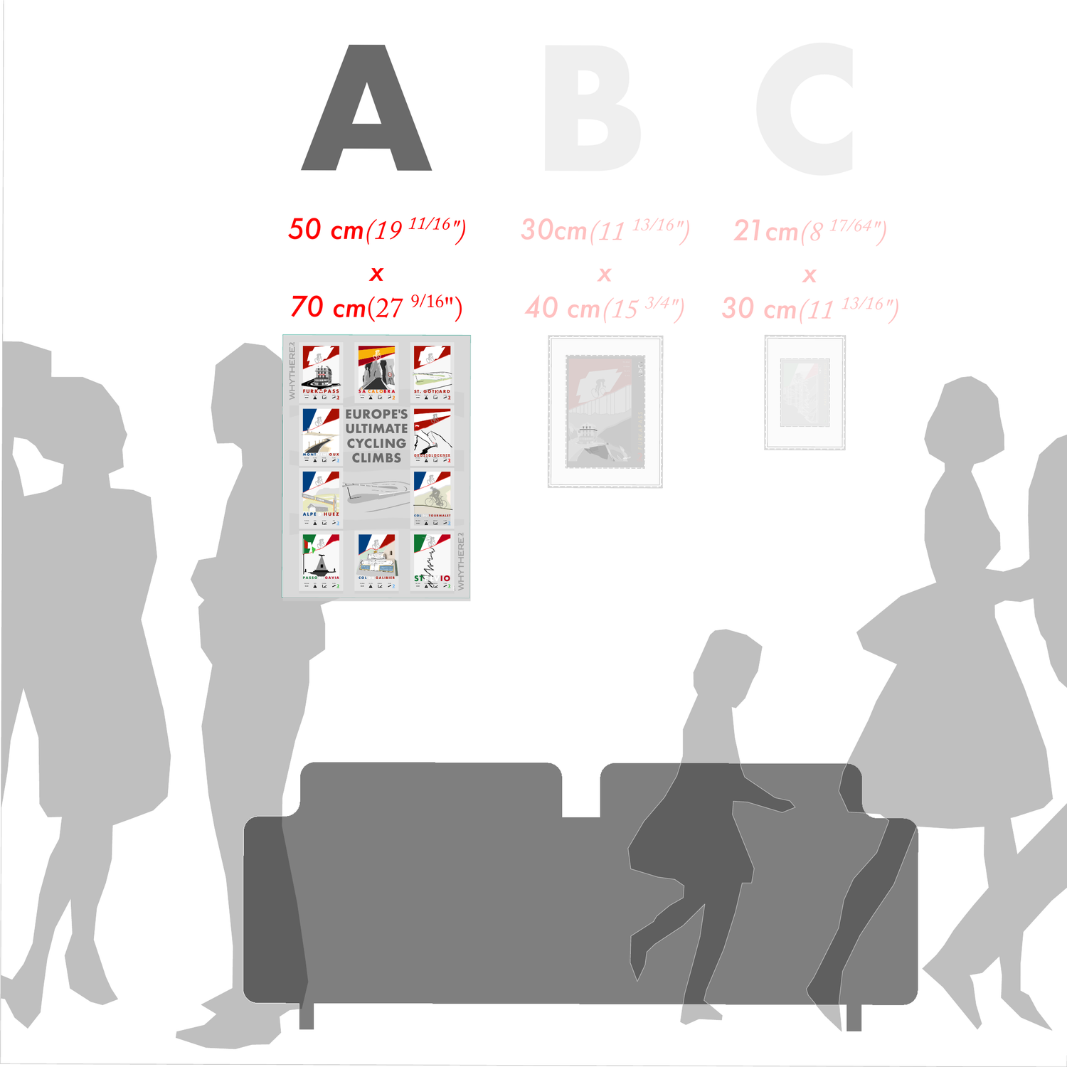 Najtrudniejsze podjazdy Europy - Plakat rowery WHYTHERE? 48cm x 68cm