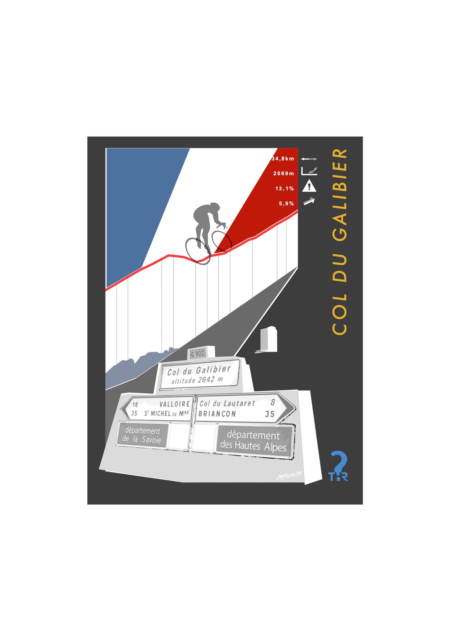 Col du Galibier Cycling Poster