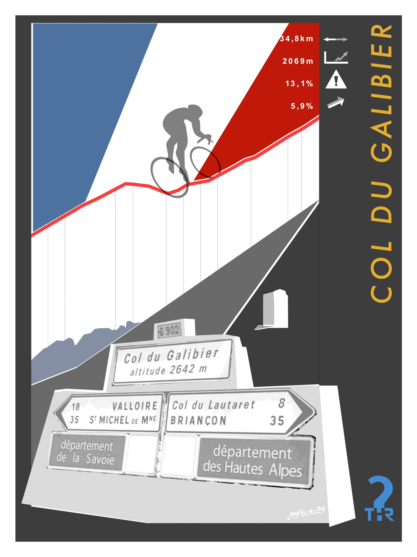 Col du Galibier Cycling Poster