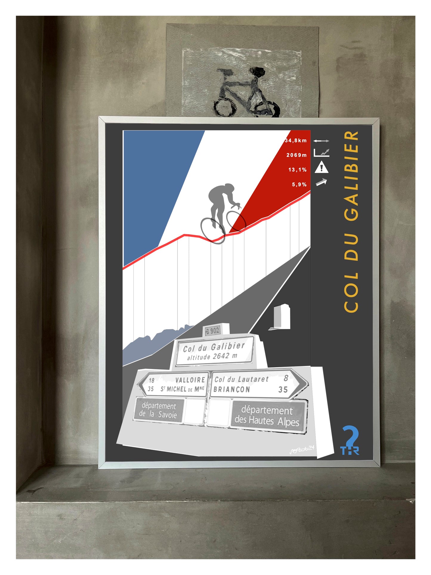 Col du Galibier Cycling Poster
