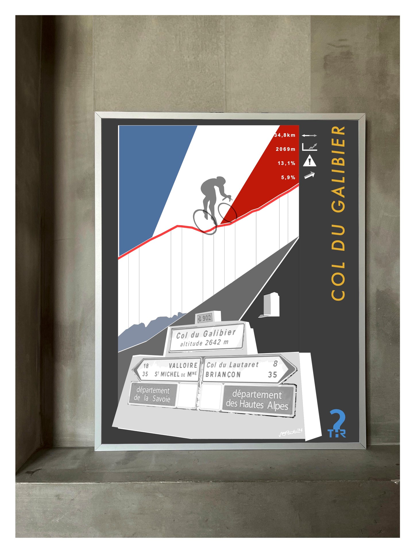 Col du Galibier Cycling Poster