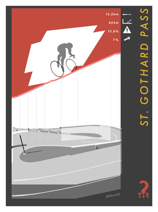 St Gothard Pass Cycling Poster
