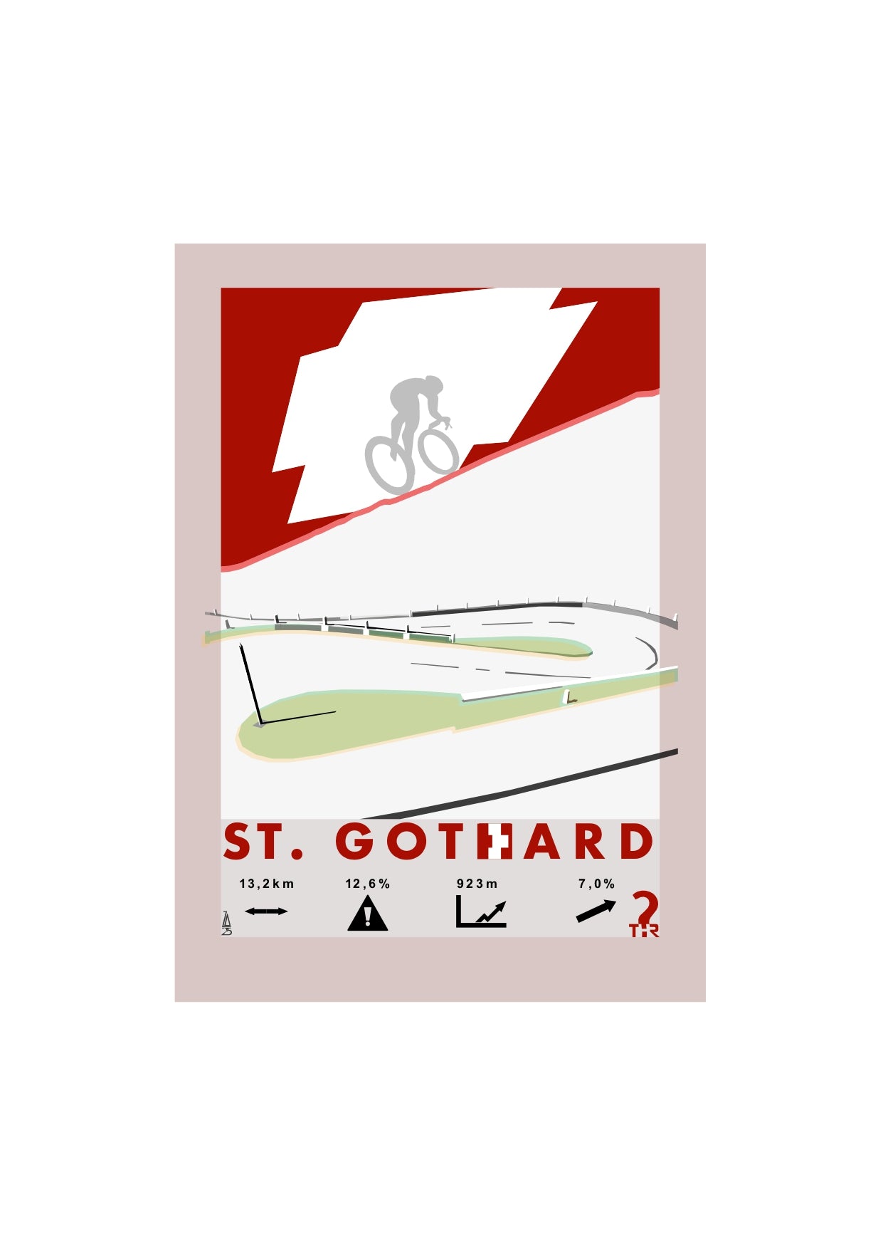 St. Gothard Pass Plakat rowerowy WHYTHERE? 21cm x 30cm