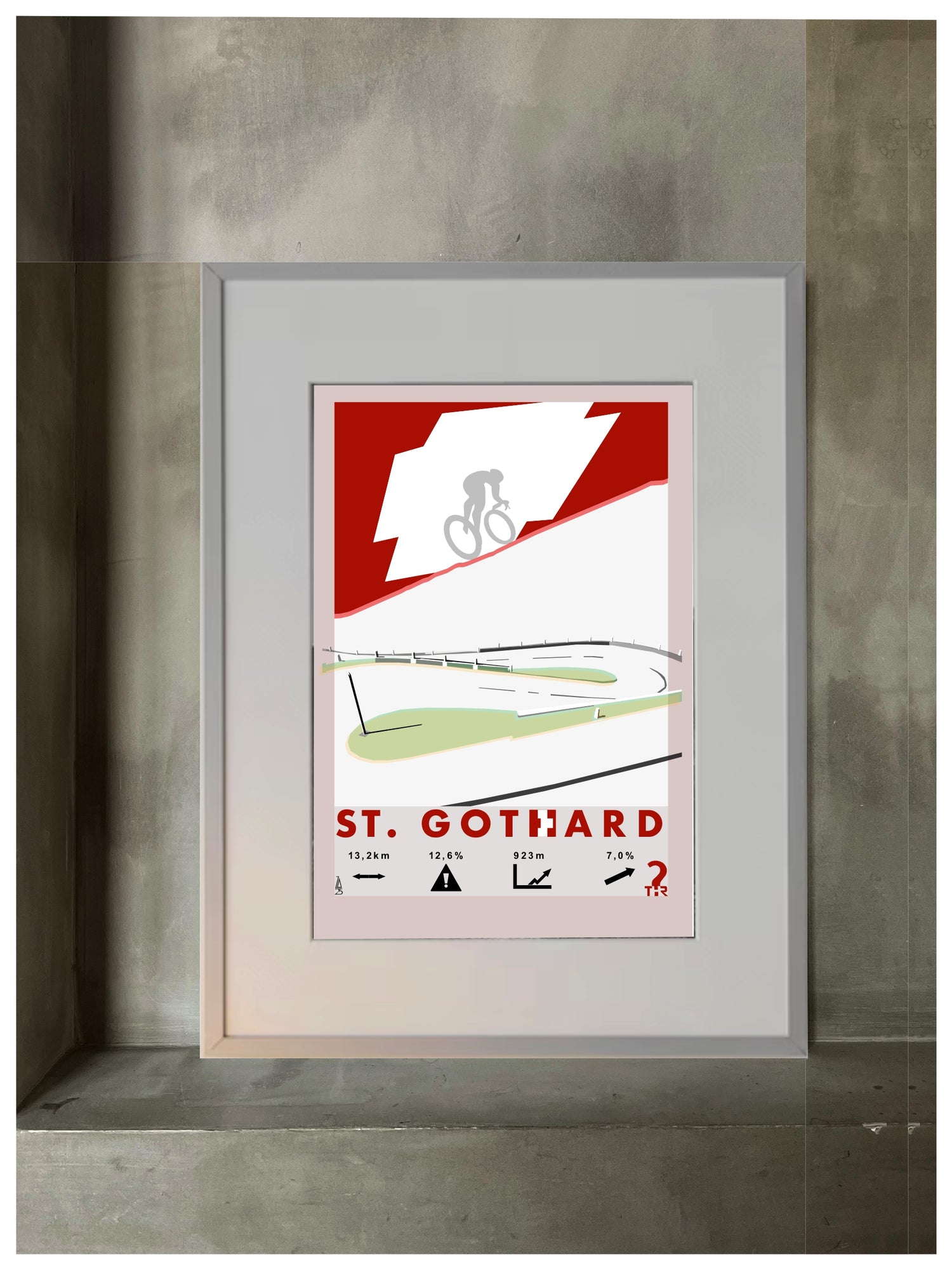 St. Gothard Pass Plakat rowerowy WHYTHERE? 30cm x 40cm