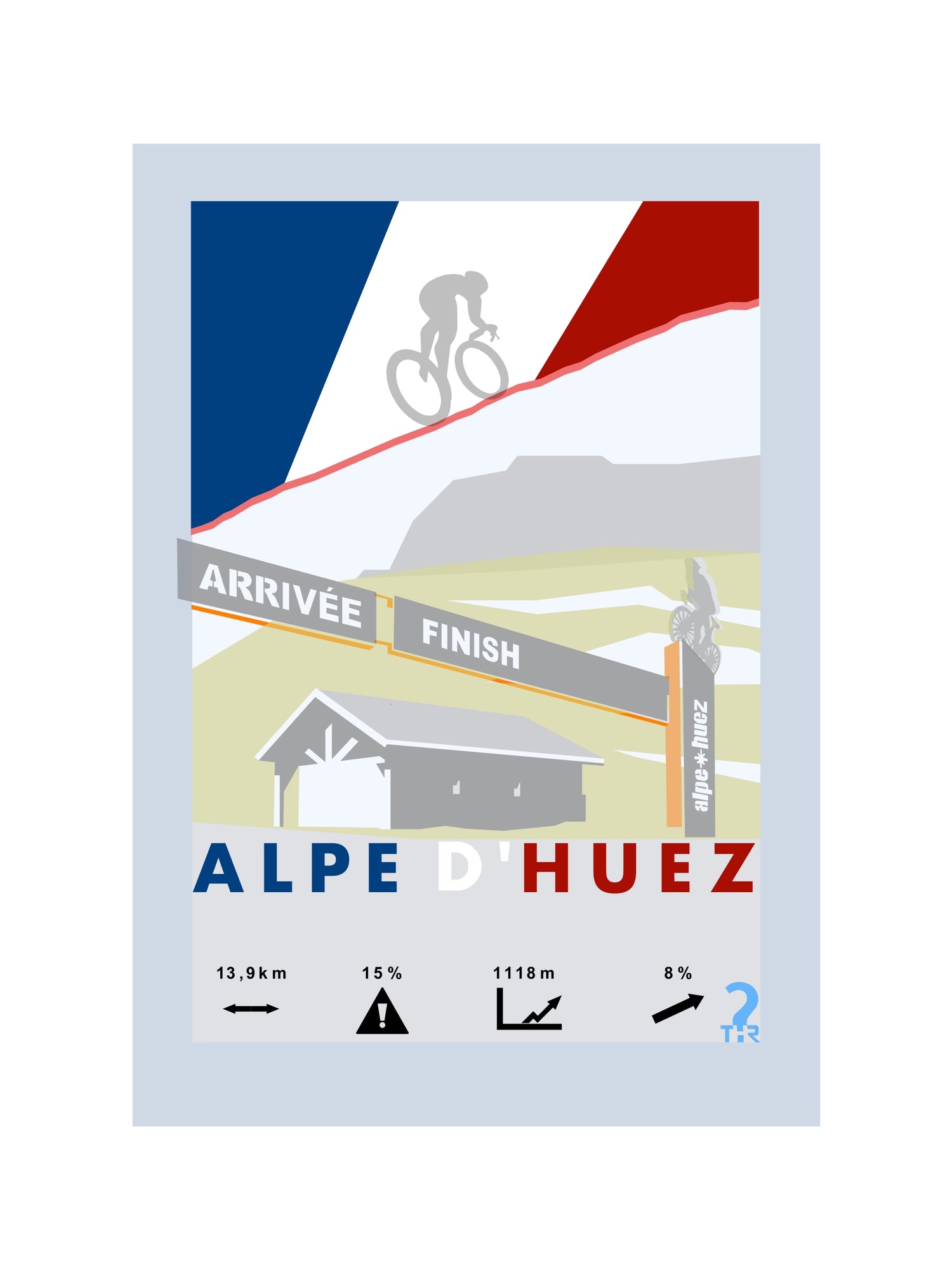 Alp d'Huez Plakat rowery WHYTHERE? 30cm x 40cm