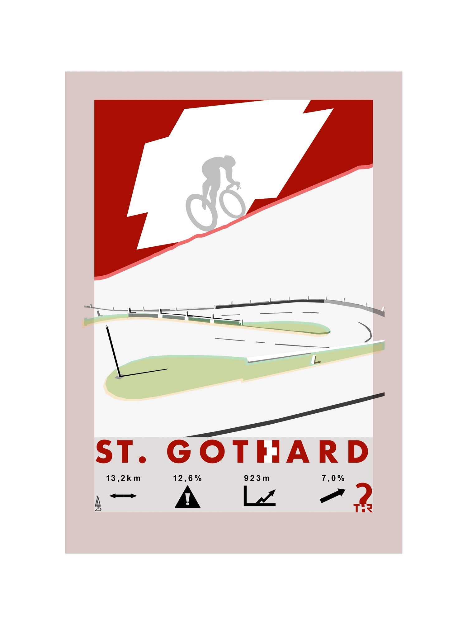 St. Gothard Pass Plakat rowerowy WHYTHERE? 30cm x 40cm